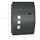 image 7 of HOMCOM Weatherproof Wall Mounted Letter Box Post Box with Keys Anthracite Grey Grey