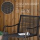 image 6 of Outsunny Rattan Bistro Set, 3 Pieces Wicker Garden Furniture Set with Rocking Chairs and Round Glass Top Coffee Table, Small Balcony Furniture with Cushions for Outdoor, Porch, Brown