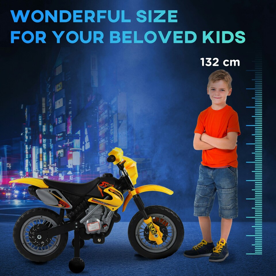 image 1 of HOMCOM 6V Kids Electric Motorbike Motorcycle Ride On for 3-6 Years Yellow