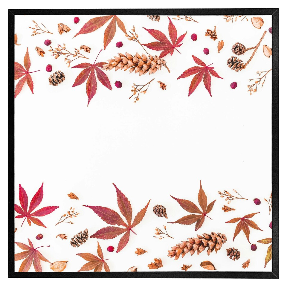 image 1 of Autumn leaves half border (Picture Frame) Brown | Oak | XS