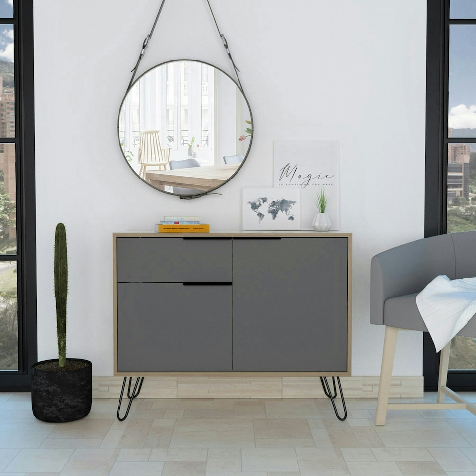 image 1 of Vegas, Small Sideboard With 2 Doors And Drawer Brown