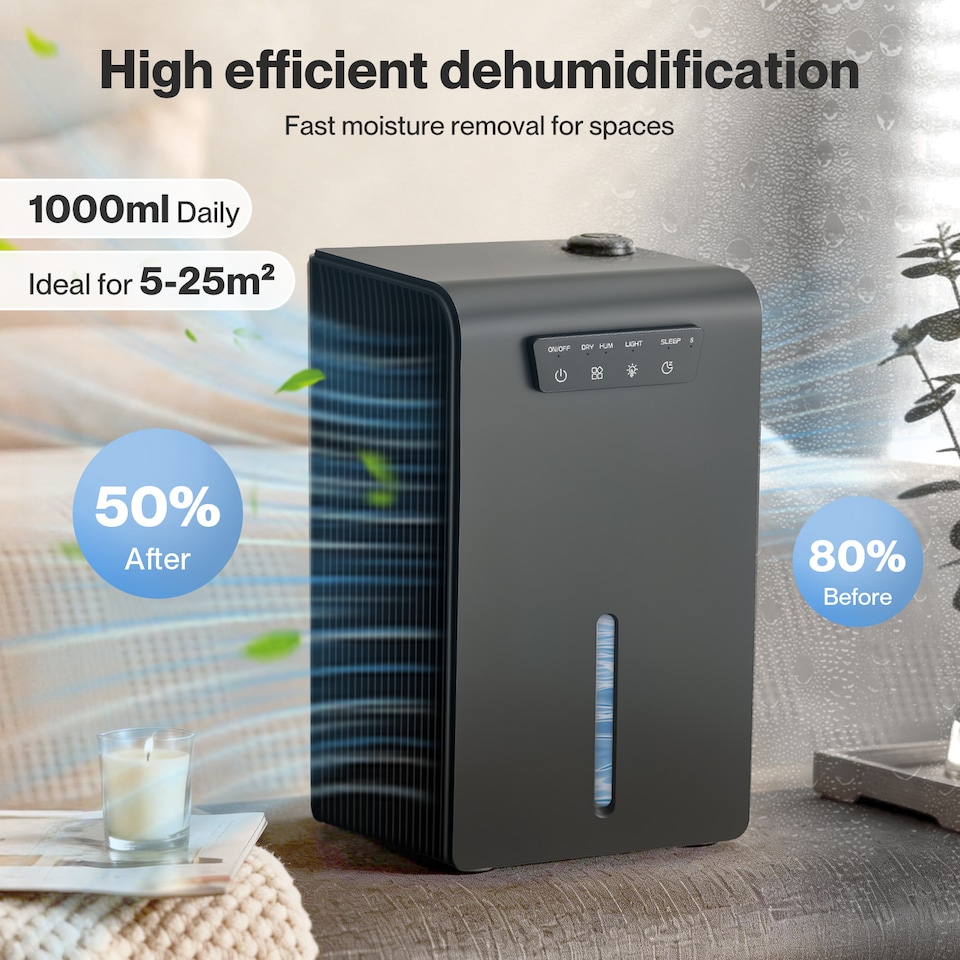 image 1 of Spector Dehumidifier Humidifier 2 in 1 Portable Electric LED Auto Off Black 3.2L