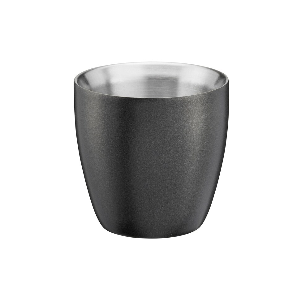 image 1 of Set of 2 Stainless Steel Espresso Coffee Cups – 90ml Double Wall Insulated Mini Drinking Mugs | Black | Black | 2