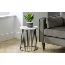 White Classic Marble Round Lamp Table White