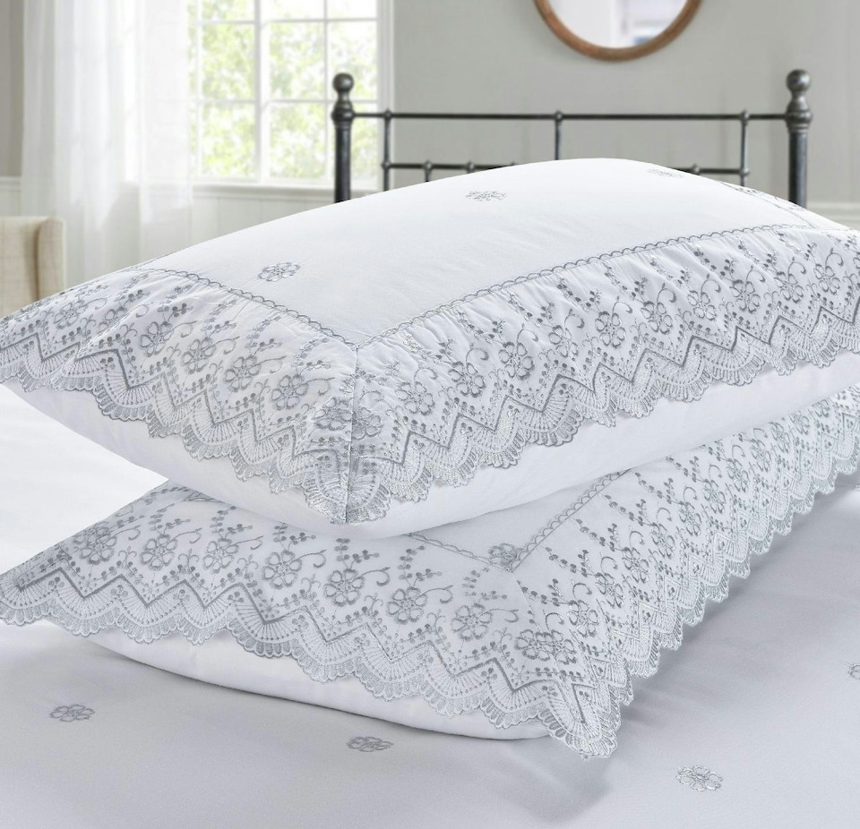image 1 of Arielle White Duvet Cover Set | White | King