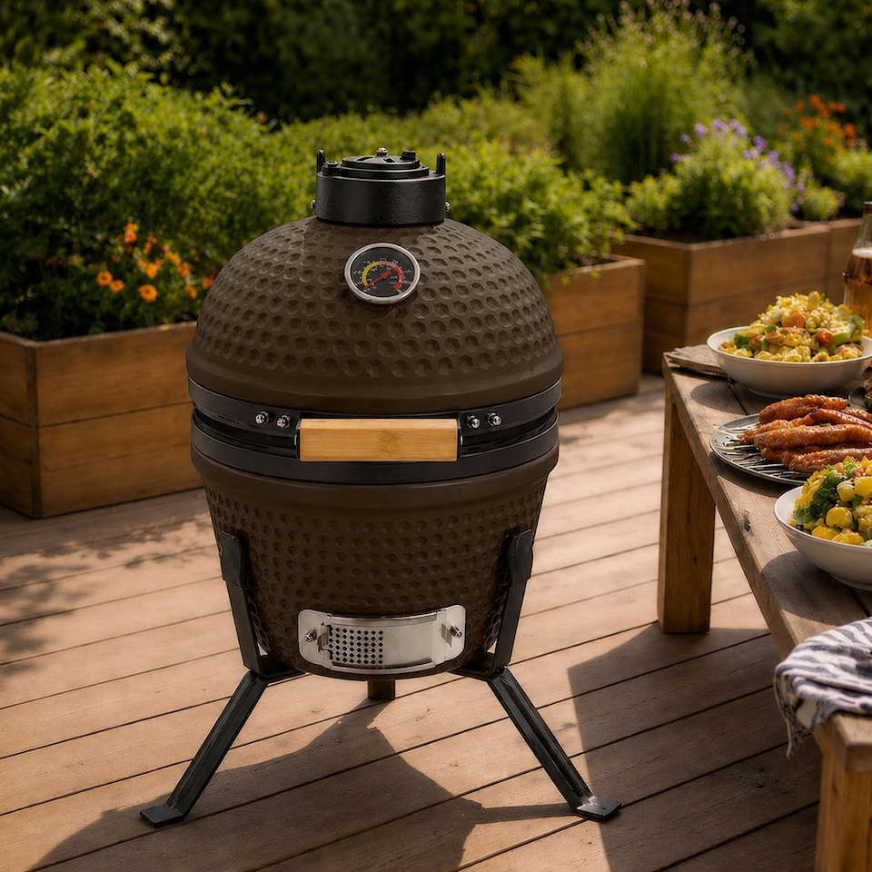 image 1 of Kamado 13" Ceramic BBQ Grill Smoker Charcoal Cooking Oven Portable