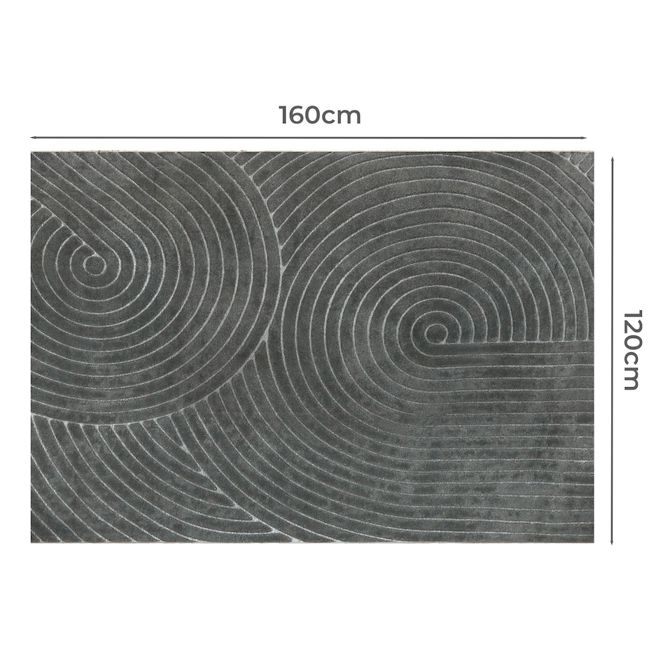 image 1 of Marlow 120x160cm Plush Velvet Area Rug Washable Non Slip Floor Mat Living Room | Grey | Grey