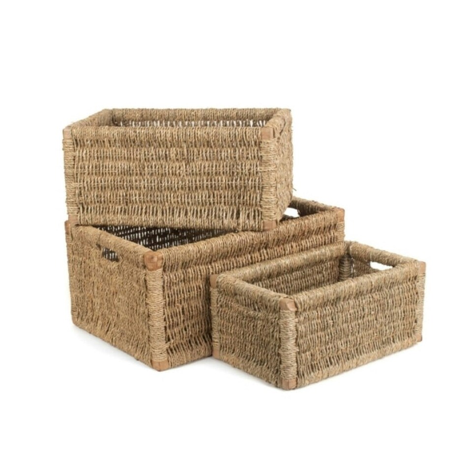 image 1 of Extra Large Seagrass Storage Basket | Green | Green