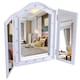 image 9 of HOMCOM Trifold Tabletop Mirror, 7353.5cm Makeup Mirror Large Cosmetic w16 LED Lights Powered by Batteries, Foldable For Bedroom, White