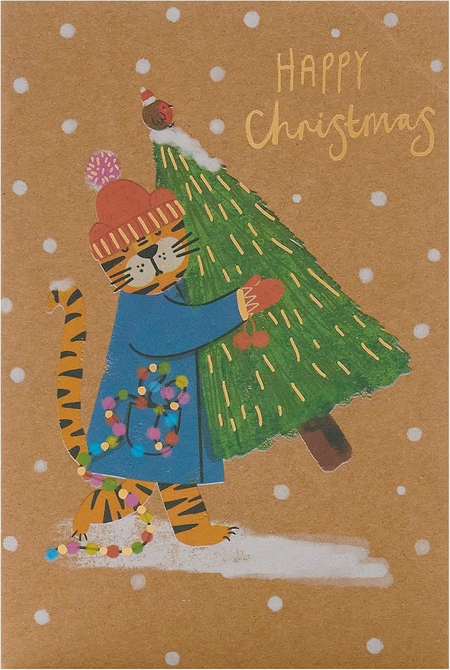 image 1 of Box of 8 Festive Tiger Marie Curie Charity Christmas Cards