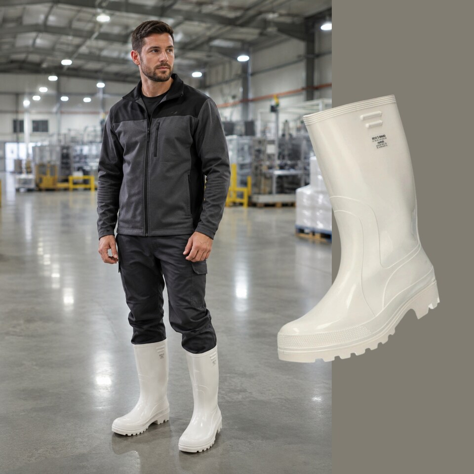 image 1 of Grand Z White Occupational PVC Wellies with OB, FO and SRC Properties, an Anatomical Form EU47