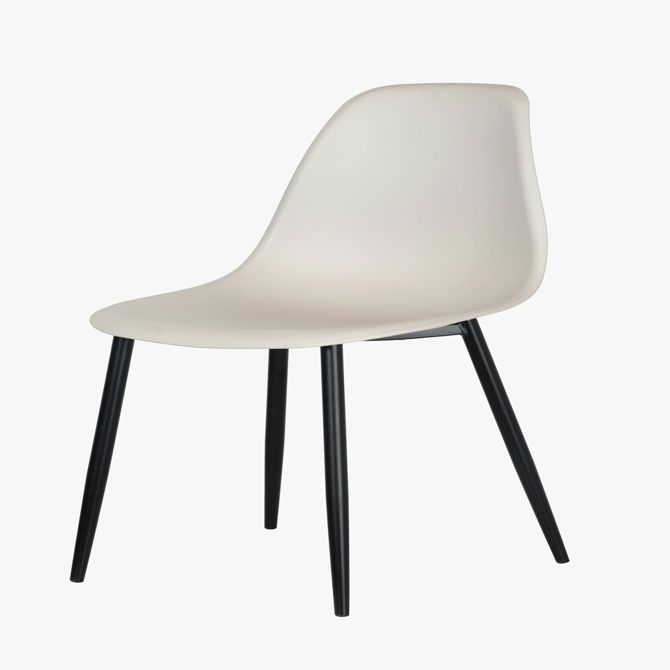 image 1 of Core Products Pair of Aspen Calico Cream Curve Plastic Chairs - Black Metal Legs Cream