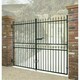 image 1 of Corfe Premium Spear Top Tall Flat Top Double Gate - Steel - Fits Gap 2134 mm x 1778 mm High - Electro Galv./Black Powder Coated Black