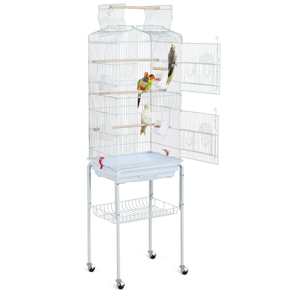 image 1 of Yaheetech 162.5 cm Tall Open Top Metal Bird Cage Large White