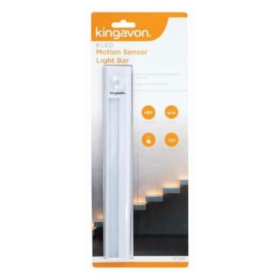 Kingavon Motion Sensor Plastic Light Bar - 8 LED - White White