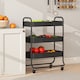 image 7 of HOMCOM 3-Tier Storage Trolley on Wheels, Rolling Utility Cart with Mesh Backets, Mobile Storage Cart for Kitchen, Bathroom, Bedroom, Black | Black | Black
