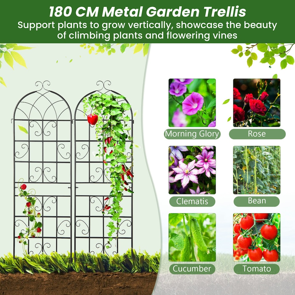 image 1 of COSTWAY 2 Pack Garden Plant Trellis Stakes for Climbing Plants