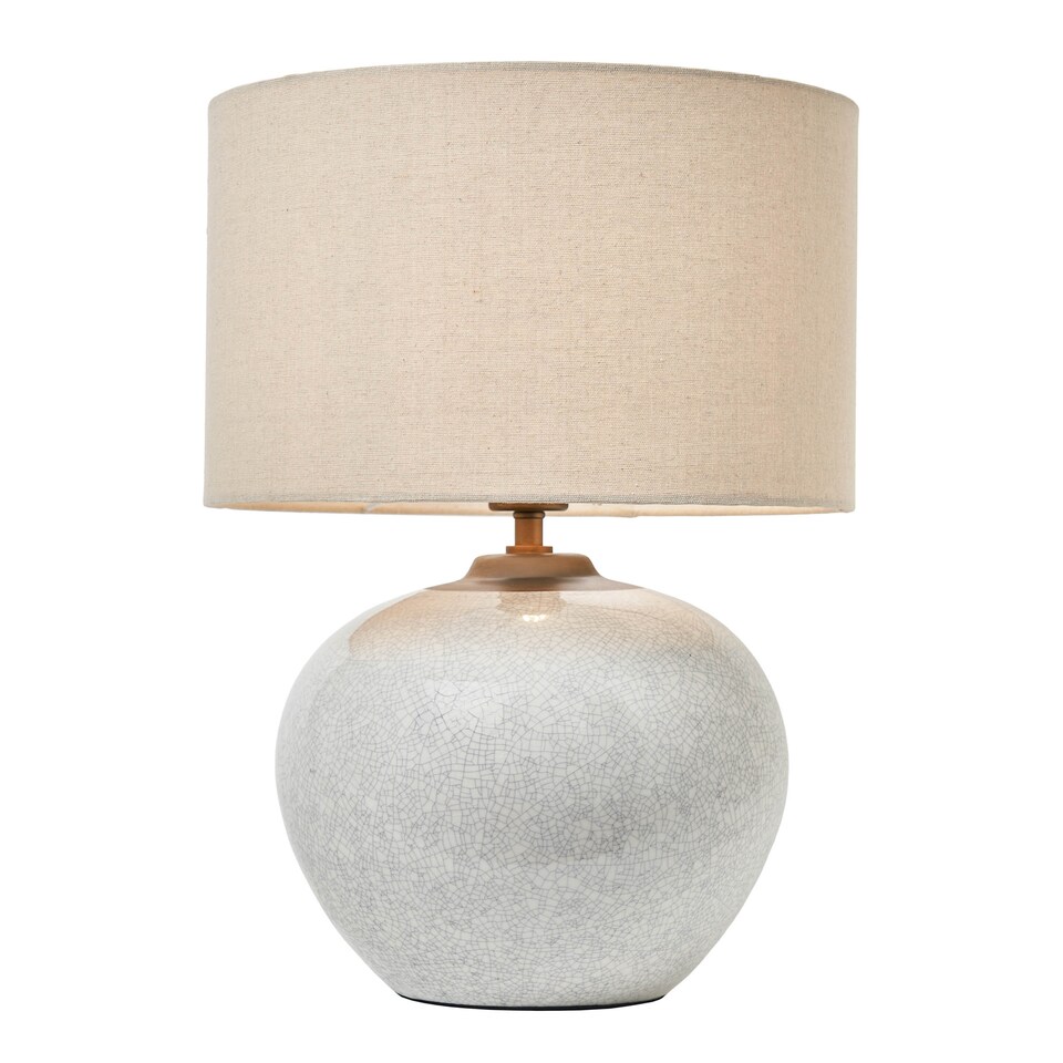image 1 of BHS Misha Large Ceramic Crackle Base Table Lamp, White