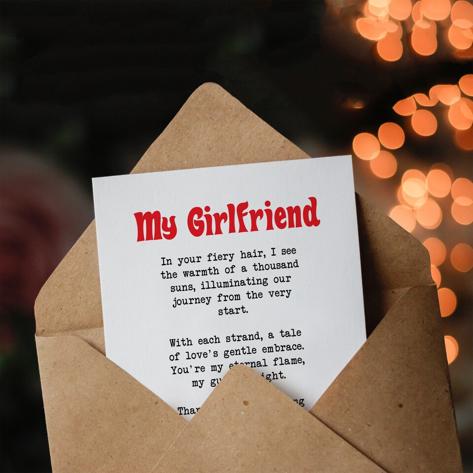 image 1 of Greeting Card Love Poem Ginger Girlfriend Romantic Funny Valentine's