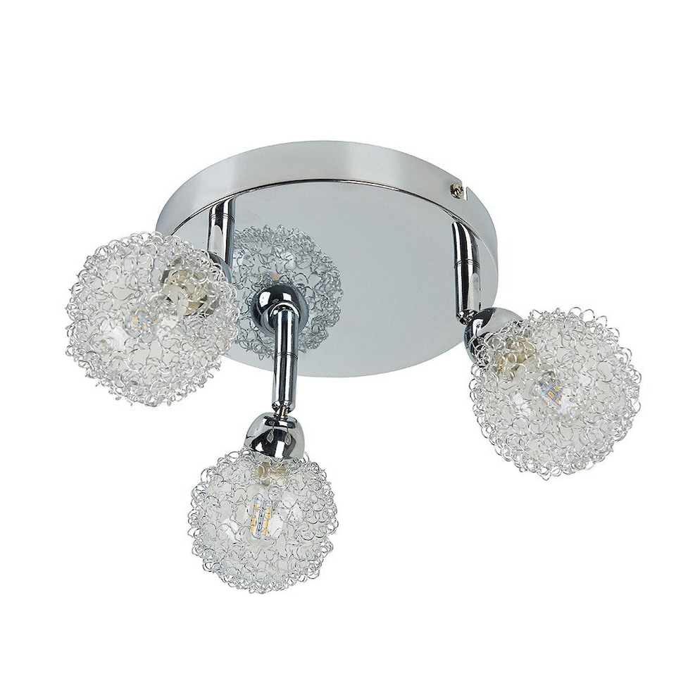 image 1 of ValueLights Alambre Polished Silver Semi-Flush Light and G9 Capsule LED 3W Warm White 3000K Bulb