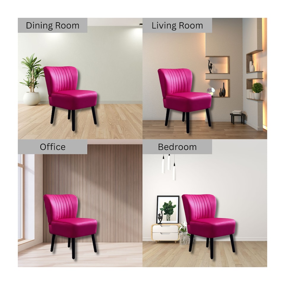 image 1 of Groundlevel Crushed Velvet Shell Accent Chair Living Room Furniture | Pink | Pink
