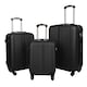 image 1 of Delta Stripe 3 Piece Luggage Set 4 Wheel Spinners Travel Suitcases | Black