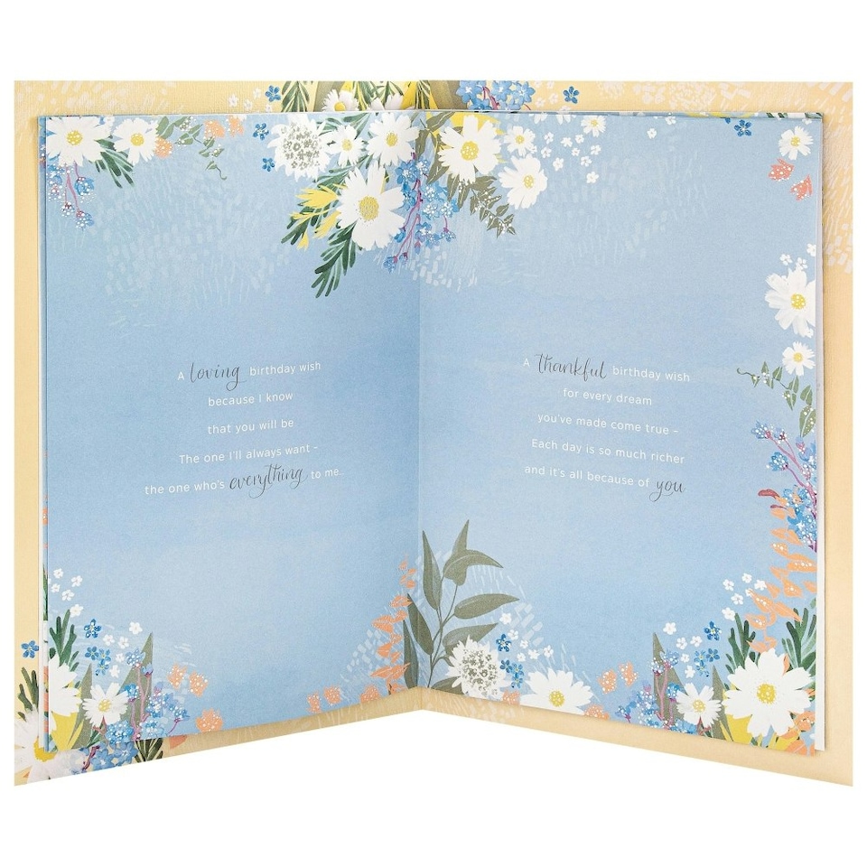 image 1 of Orange Florals Design & Heartfelt Verse Wife Birthday Card