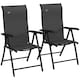 image 1 of Outsunny Set of 2 Outdoor Rattan Folding Chair Set w/ Adjustable Backrest Grey