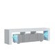 image 1 of TV Unit 160cm Grey Gloss Door White Matt Body with LED Glass Shelves | White | Grey | One Size | 1