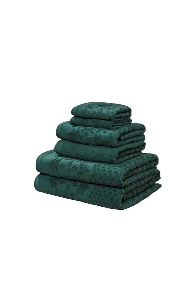 image 1 of Versailles Jacquard 6 Piece Cotton Towels Bale Set Soft and Absorbent | Green | Bath towel
