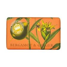 The English Soap Company Royal Botanical Gardens Kew Wrapped Soap Bar, Bergamot Shea Butter Soap, Moisturising Soap Bar for Body, Bergamot and Ginger Scent 240g
