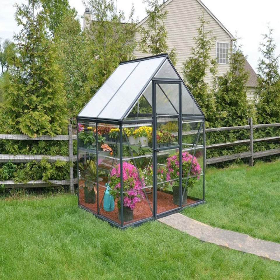 image 1 of Greenhouse Hybrid 6 x 4 - Polycarbonate - L126 x W185 x H208 cm - Grey