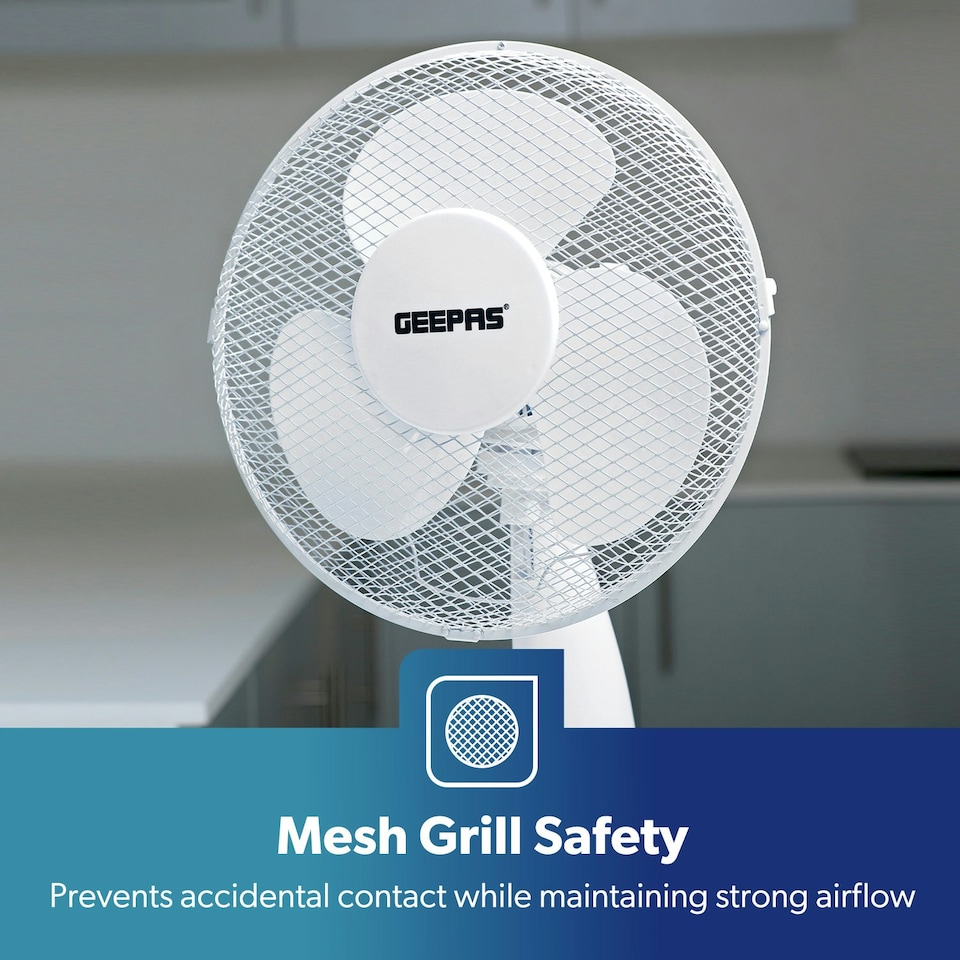 image 1 of GEEPAS 12" Table Fan | Electric Portable Worktop Desk Fan, White