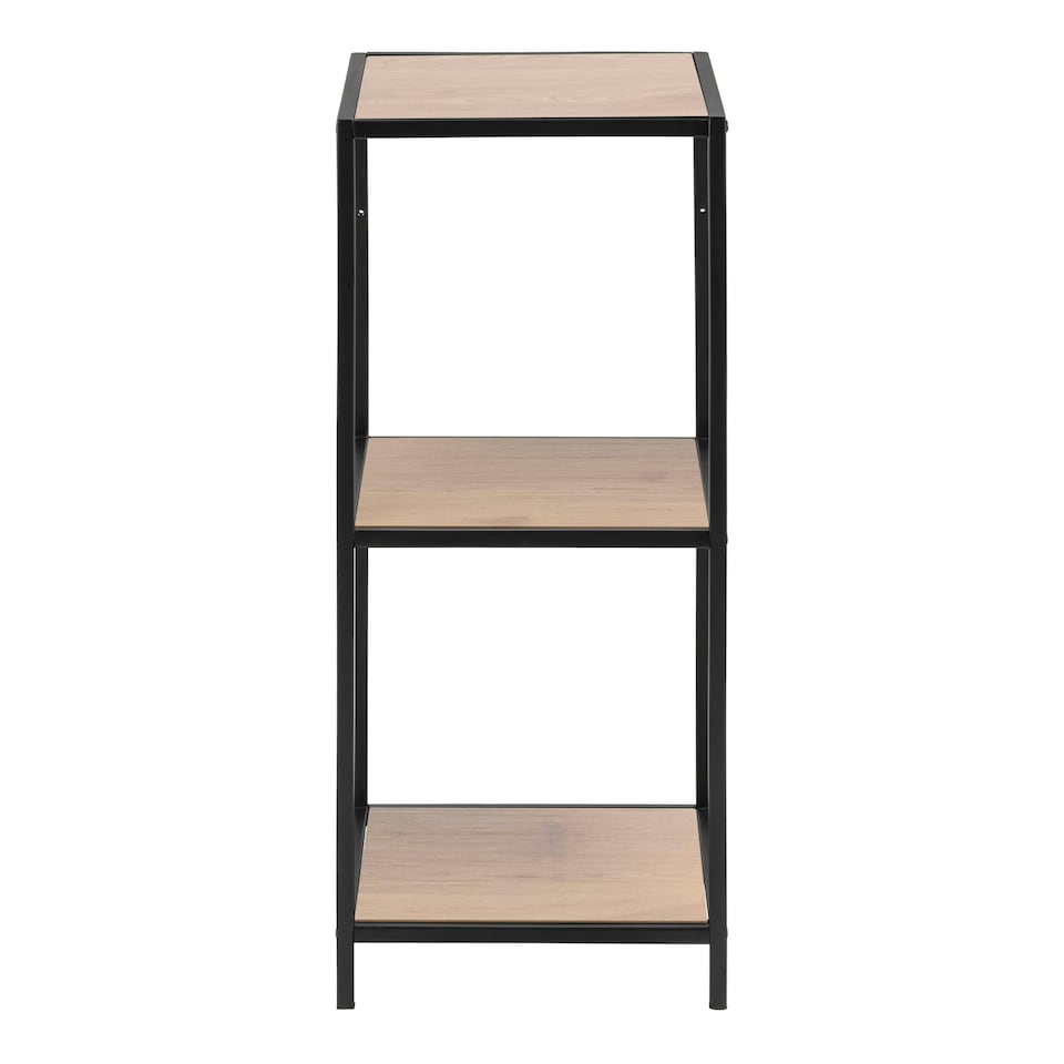image 1 of Seaford Narrow Black Metal Bookcase with 2 Oak Shelves