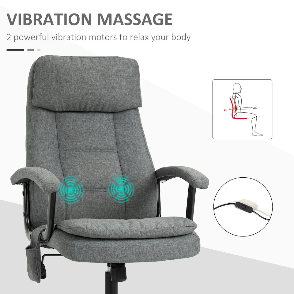 image 1 of Vinsetto Massage Office Chair Linen Computer Chair with Adjustable Height Grey
