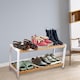 image 5 of 2 Tier Bamboo Shoe Rack Strong Design Shelf Organiser Holds up to 8 Pairs of Shoes Brown
