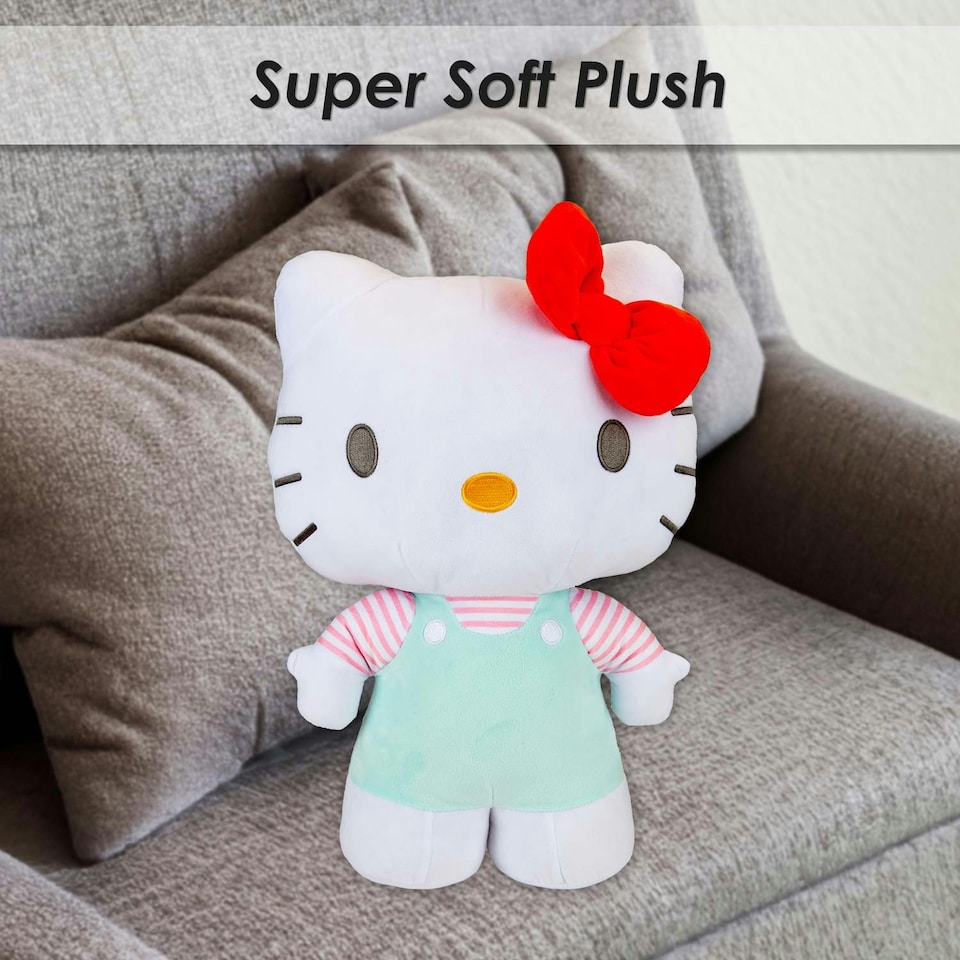 image 1 of Hello Kitty Soft Toy Large Plush Light Blue Cute Plush Huggable Cuddly 50cm Blue