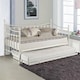 image 2 of Daybed With Pull Out Trundle White 3ft Single Bed and 2 Mattresses Metal Guest Room Bedroom Living Room