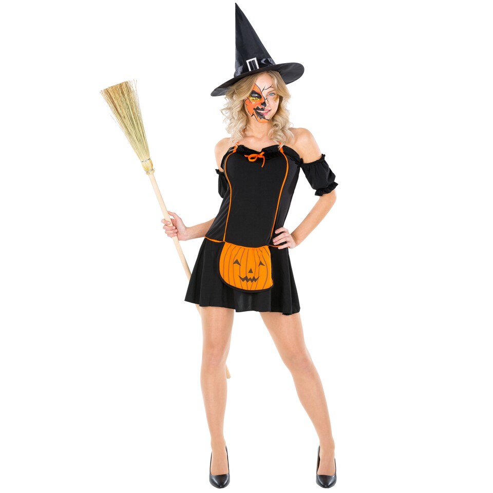 image 1 of Womens Pumpkin-Witch Costume | Black | black | 1