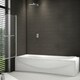 image 3 of 800x1400mm 180 Pivot Shower Bath Screen Tempered Glass Door Panel  With Towel Rail Chrome
