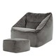 image 1 of icon Natalia Velvet Adults Bean Bag Armchair and Pouffe, Ready Filled Large Beanbag and Footstool Charcoal Grey Grey | Grey
