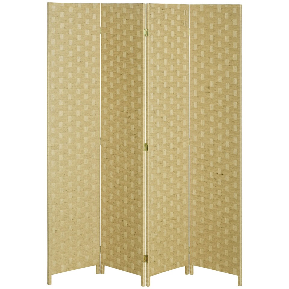 image 1 of HOMCOM 4 Panel Folding Room Dividers for Wall, Privacy Screen Panels, Brown Brown | 4 panels