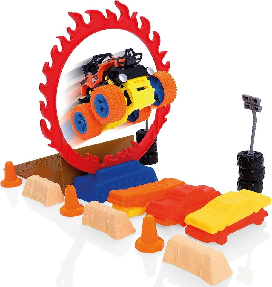 image 1 of Wheelz Monster Truck Stadium Set - 4 Monster Trucks, Storage Tub & Accessories