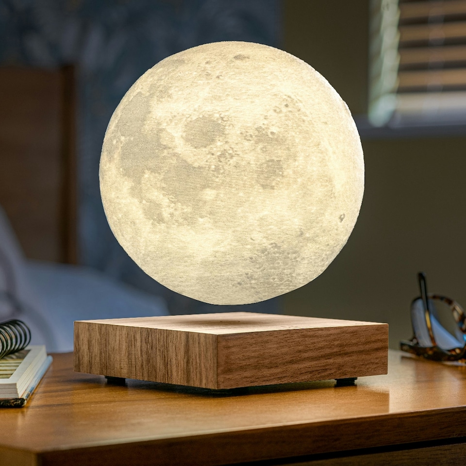 image 1 of Gingko Design Smart Moon Lamp Natural Walnut Wood
