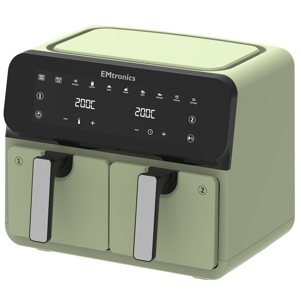 image 1 of EMtronics 8L Double Basket Air Fryer - Sage Green