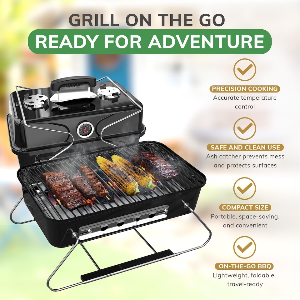 image 1 of House of Home Portable BBQ Charcoal Grill Ideal for Camping & Travel with Foldable Legs