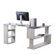 image 1 of Grey Office Desk L-shaped with Mobile Storage Drawer Unit Wooden Room Furniture Grey