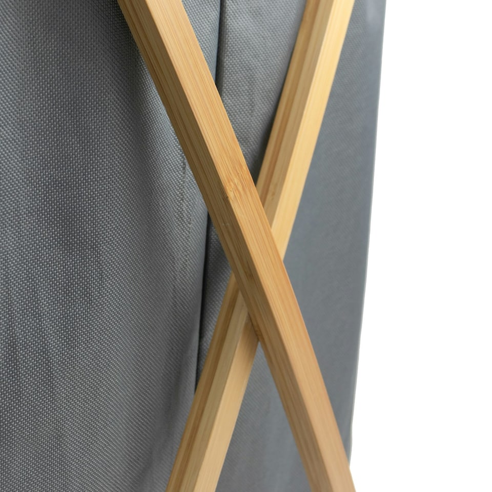 image 1 of JVL Bambanio Foldable Bamboo Laundry Storage Hamper, 100L - Grey Grey