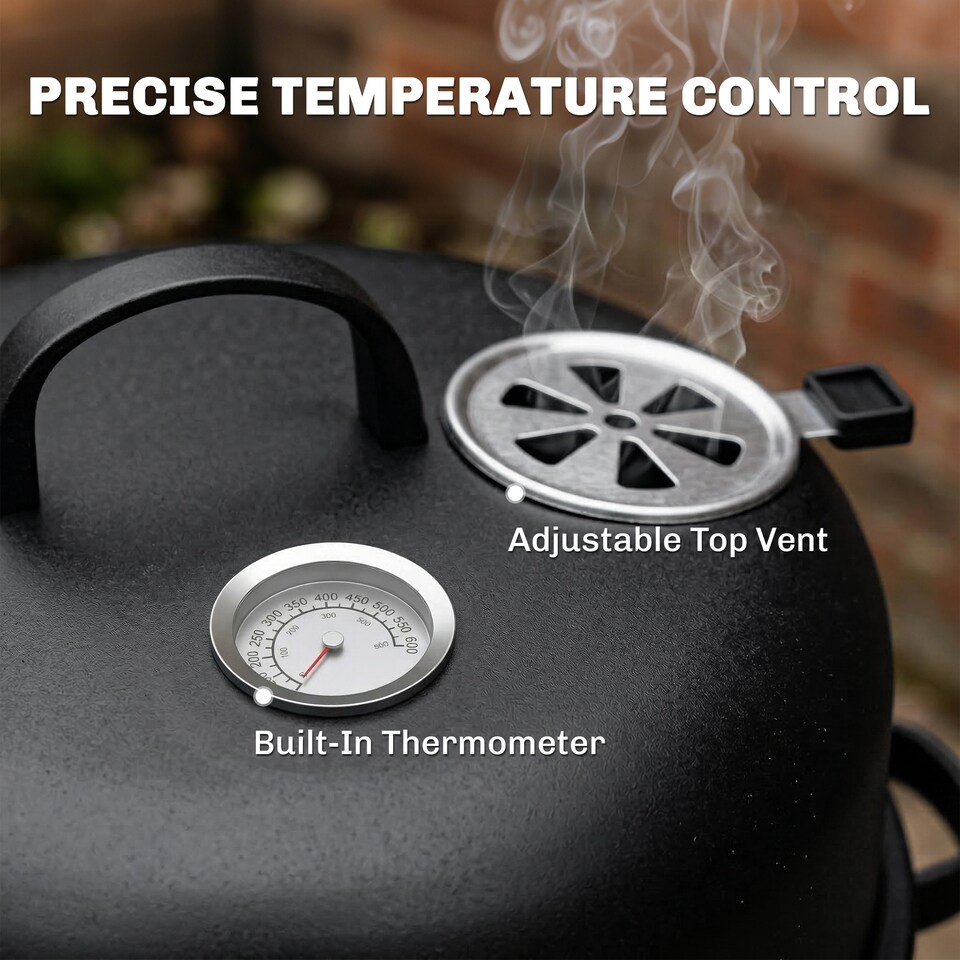 image 1 of Outsunny 3-in-1 Vertical Charcoal Smoker with 2 Grill Grates, Thermometer
