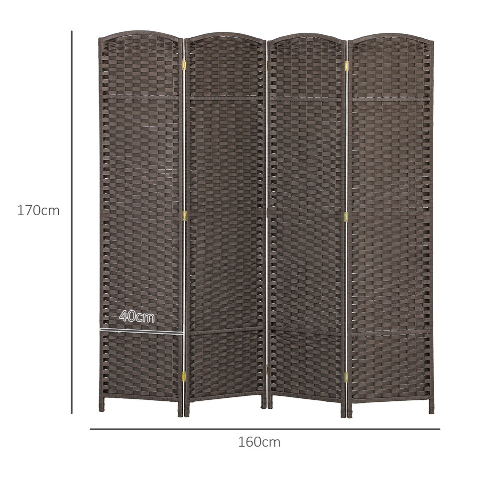 image 1 of HOMCOM 4 Panel Folding Room Divider, Privacy Screen, 160 x 170cm, Brown | Brown
